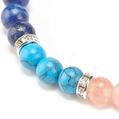 Natural & Synthetic Mixed Gemstone Round Beaded Stretch Bracelet for Women BJEW-JB08336-1