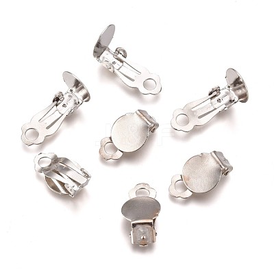 Iron Clip-on Earring Settings IFIN-R204-09-1