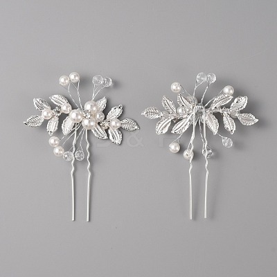 Wedding Bridal Alloy Rhinestone Hair Forks MRMJ-WH0012-28-1