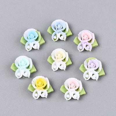 Flower Opaque Resin Cabochons CRES-T025-24-1