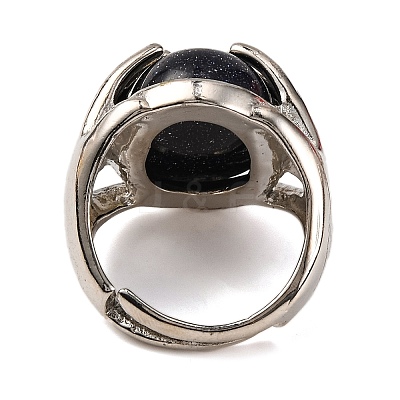 Oval Synthetic Blue Goldstone Finger Ring G-Q184-06H-P-1