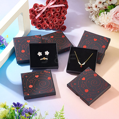 5Pcs Hot Stamping Planet Cardboard Jewelry Packaging Boxes CON-TA0001-44E-1