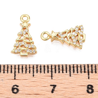 Christmas Theme Brass Micro Pave Clear Cubic Zirconia Pendants X1-KK-T073-19G-1