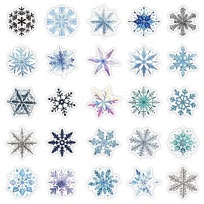 50Pcs Snowflake Paper Stickers DIY-P085-04-1