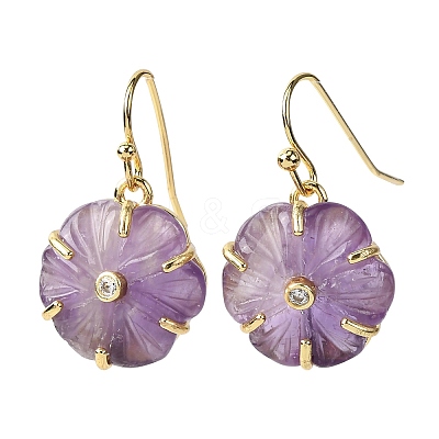 Flower Natural Mixed Stone Dangle Earrings EJEW-G456-01G-1