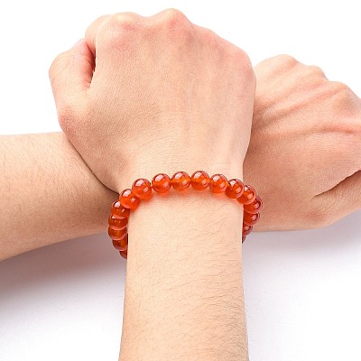 Dyed Natural Carnelian Beaded Stretch Bracelets B072-4-1