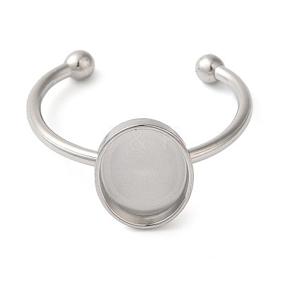 Non-Tarnish 304 Stainless Steel Open Cuff Ring Components X-STAS-I306-06A-P-1