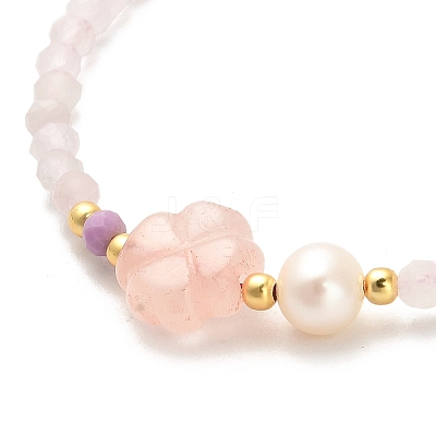 Natural Rose Quartz and Natural Lepidolite and Natural Agate Bead Bracelets BJEW-E098-13G-1