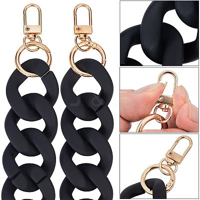 1Pc Black Frosted Opaque Acrylic Cuban Link Chain Bag Handles FIND-CN0002-55-1