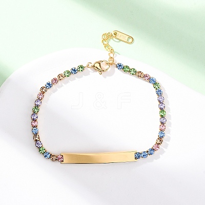 304 Stainless Steel Rhinestone Cup Chain Bracelets BJEW-G753-02G-01-1