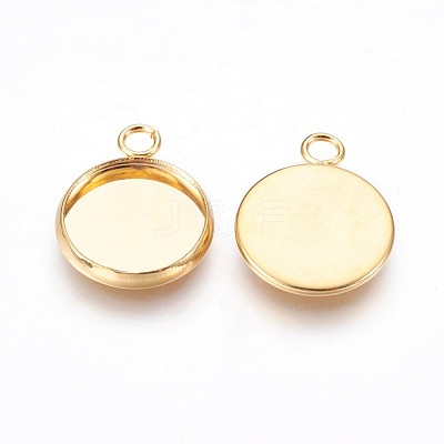 304 Stainless Steel Pendant Cabochon Settings STAS-P220-11G-01-1