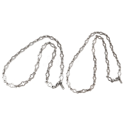 2Pcs 2 Styles 304 Stainless Steel Cross Link Chain Necklaces Set for Couple NJEW-JN05432-1