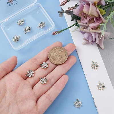 Brass Micro Pave Pale Turquoise Cubic Zirconia Charms ZIRC-BBC0001-09-1