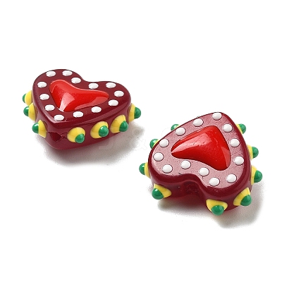 Painted Glass Beads Bumpy Beads Heart X-LAMP-V001-07G-1