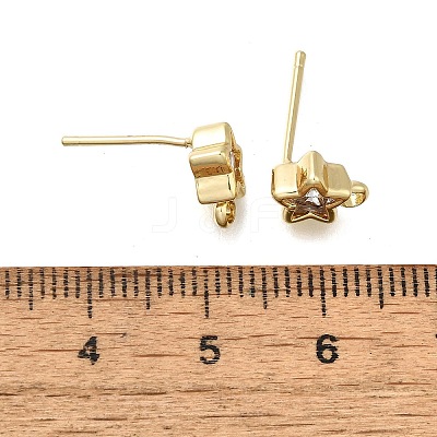 Brass with Cubic Zirconia Stud Earring Finding LS-KK-Q048-16G-1