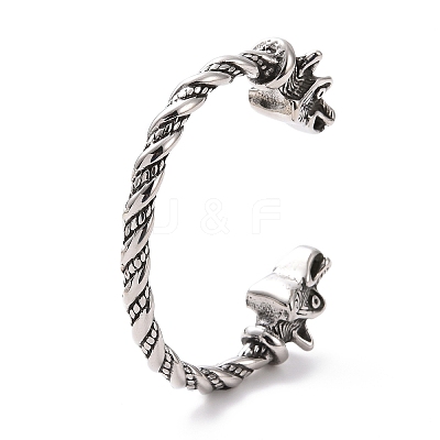 304 Stainless Steel Dragon Open Cuff Bangle for Men Women BJEW-M230-06AS-1