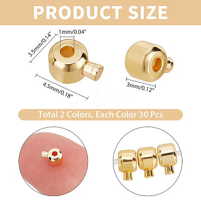 60Pcs 2 Colors Brass Crimp Beads FIND-AR0001-55-1