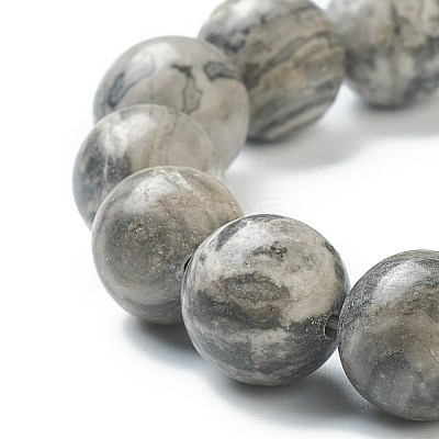 Natural Map Stone Beaded Stretch Bracelets BJEW-A117-E-08-1