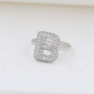 Brass Micro Pave Clear Cubic Zirconia Cuff Rings FS-WG17FF6-02-1