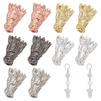 10Pcs 5 Colors Dragon Head Alloy Beads FIND-OC0003-29-1