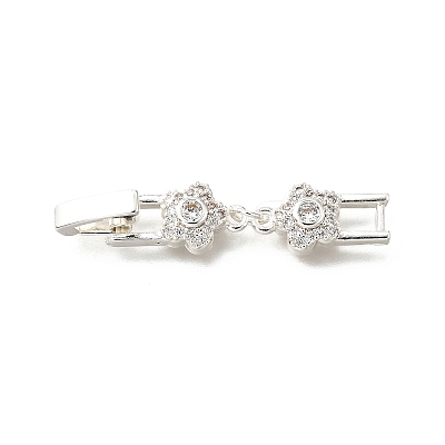 Brass Micro Pave Clear Cubic Zirconia Fold Over Clasps KK-R222-06S-1