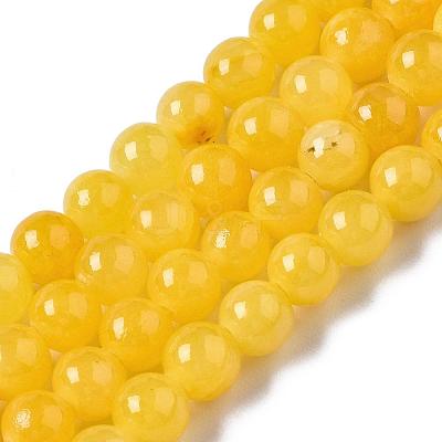 Natural Dyed Yellow Jade Gemstone Bead Strands G-R271-4mm-Y07-1