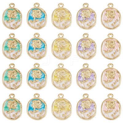 50Pcs 5 Colors Alloy Pendants ENAM-TA0003-93G-1