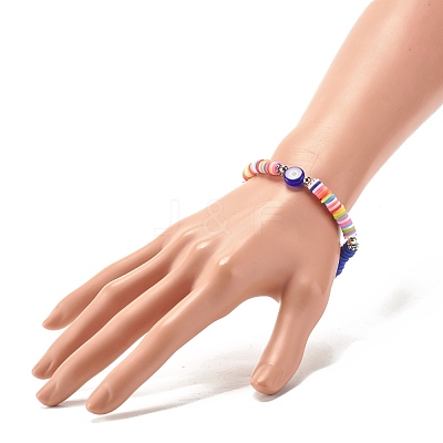 Handmade Polymer Clay Heishi Beads Stretch Bracelet BJEW-JB07372-1