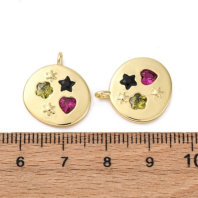 Brass Micro Pave Cubic Zirconia Pendants KK-P308-31G-1