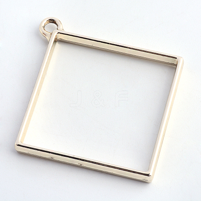 Rack Plating Alloy Rhombus Open Back Bezel Pendants X-PALLOY-S047-22E-FF-1
