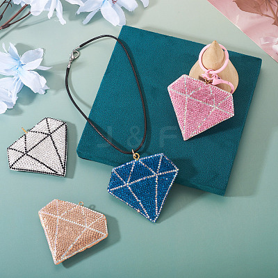 5Pcs 5 Colors Handmade Polymer Clay Rhinestone Big Pendants CLAY-BT0001-16-1