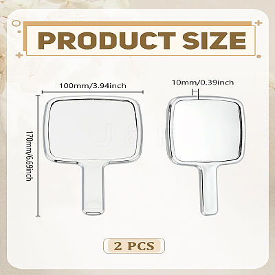 ABS Plastic & Glass Square Shaped Makeup Mirror AJEW-WH0314-906-1