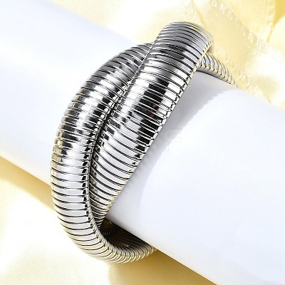 304 Stainless Steel Stretch Bracelets BJEW-A031-01C-P-1