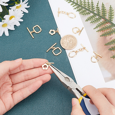 8 Sets 4 Style Brass Toggle Clasps KK-PH0003-67-1