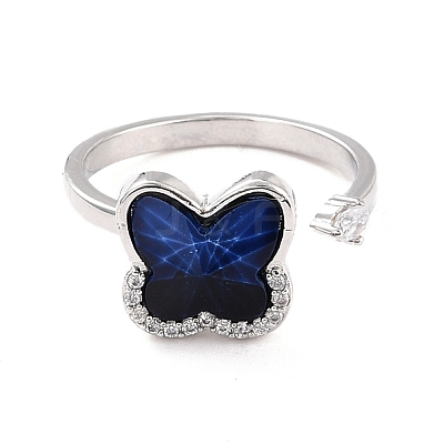 Butterfly Rotatable Open Ring for Women RJEW-M139-11P-1