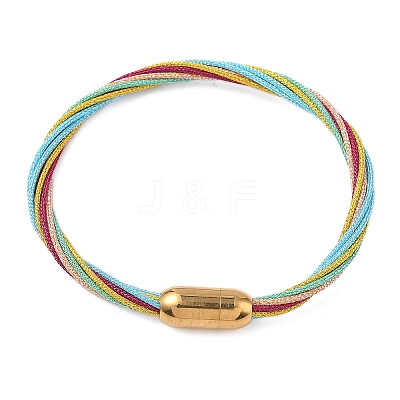 304 Stainless Steel with Polyester Metallic Cord Bracelets for Women BJEW-Z145-01G-33-1