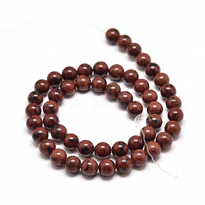Natural Mahogany Obsidian Round Bead Strands G-P072-44-12mm-1