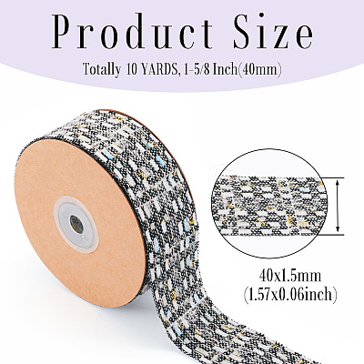 10 Yards Polyester Ribbon with Metallic Trimming OCOR-TAC0034-01-1