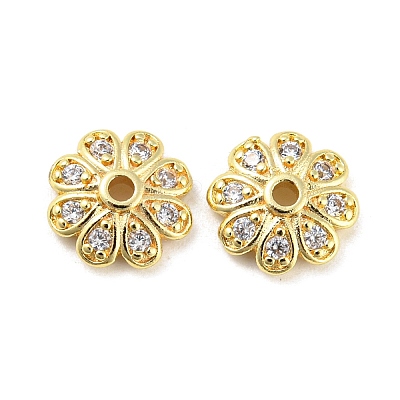 Brass Micro Pave Cubic Zirconia Bead Cap KK-H452-30G-1