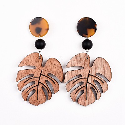 Wooden Dangle Earrings EJEW-JE03320-1