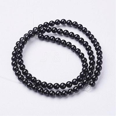 Natural Black Onyx Round Beads Strands GSR20mmC097-1