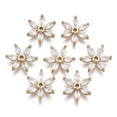 Brass Micro Pave Cubic Zirconia Beads KK-R111-056-1