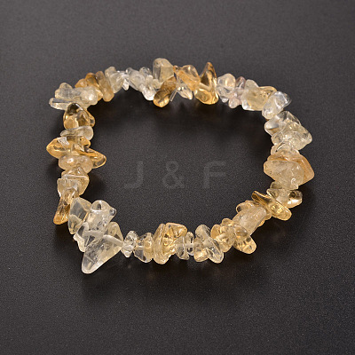 Natural Citrine(Dyed & Heated) Beaded Stretch Bracelets BJEW-JB01823-03-1