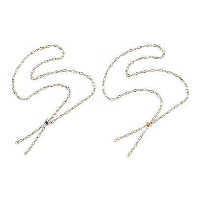 2Pcs Adejustabel Two Tone 304 Stainless Steel Oval Link Chains Necklace Making AJEW-JB01667-1