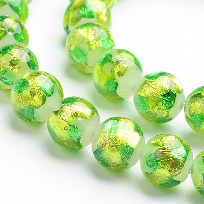 Handmade Silver Foil Glass Round Beads FOIL-I008-02A-1