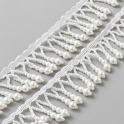 Plastic and Polyester Beaded Trim OCOR-WH0082-501-1
