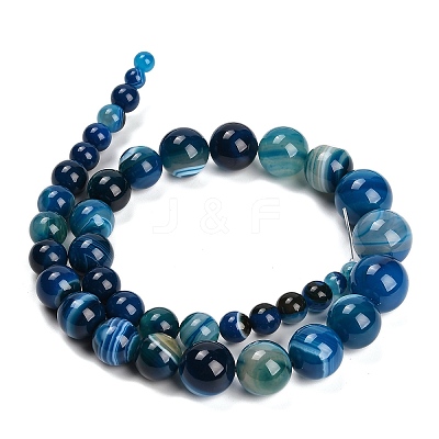 Natural Banded Agate Graduated Beads Strands G-P589-A01-01F-1