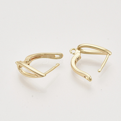 Brass Hoop Earring Findings with Latch Back Closure KK-T048-020G-NF-1