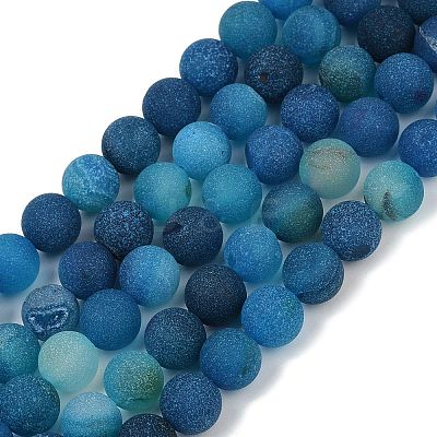 Natural Druzy Agate Beads Strands G-NH0024-A04-8mm-1