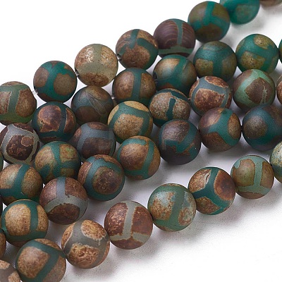 Tibetan Style Turtle Back Pattern dZi Beads Strands X-G-P229-A-04-8mm-1